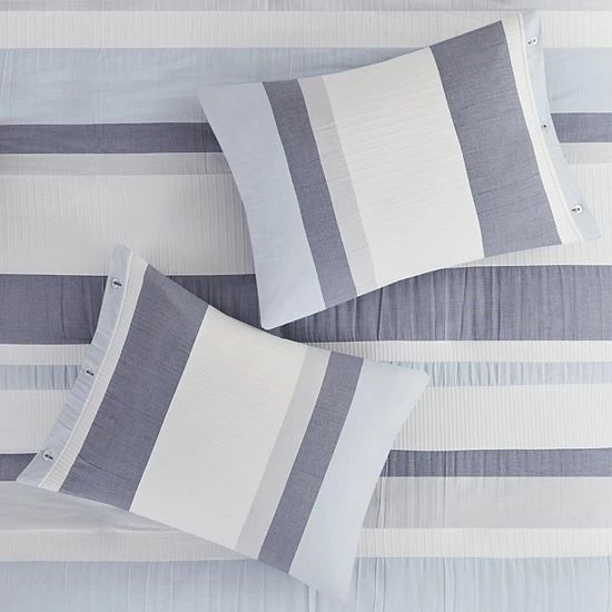 Madison Park Levi Jacquard Antimicrobial Duvet Cover Set With Shams Blue - Image 4