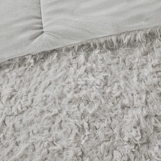 Madison Park Nova Faux Mohair & Faux Mink Comforter Set Gray - Image 4