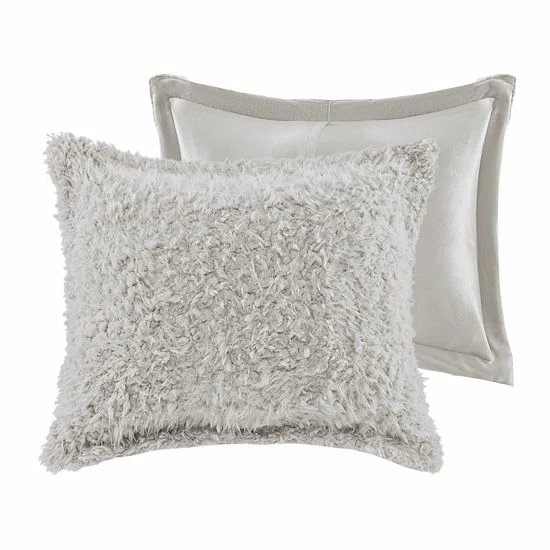 Madison Park Nova Faux Mohair & Faux Mink Comforter Set Gray - Image 5