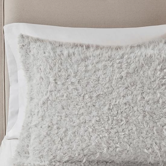 Madison Park Nova Faux Mohair & Faux Mink Comforter Set Gray - Image 6