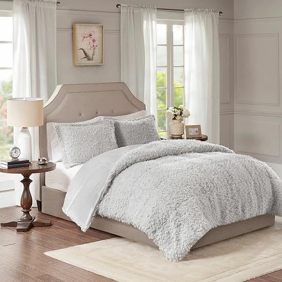 Madison Park Nova Faux Mohair & Faux Mink Comforter Set Gray - Image 11