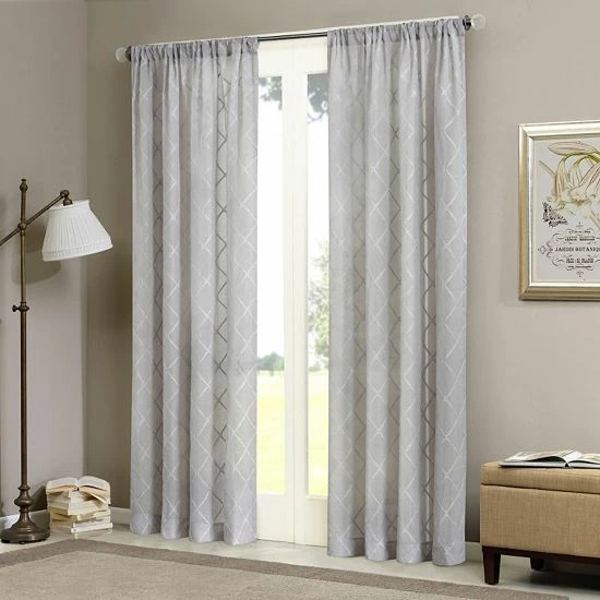 Madison Park 1-Panel Iris Diamond Sheer Window Curtain Ivory - Image 2