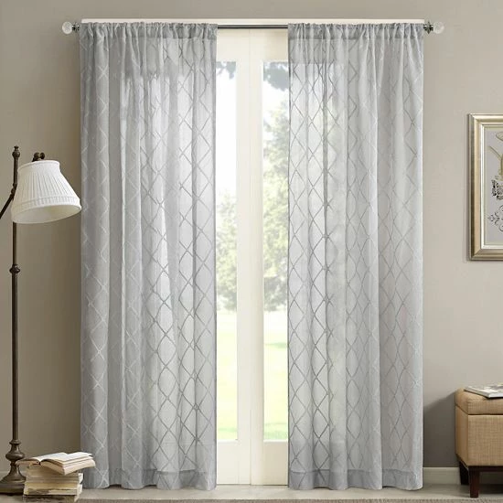 Madison Park 1-Panel Iris Diamond Sheer Window Curtain Ivory - Image 11