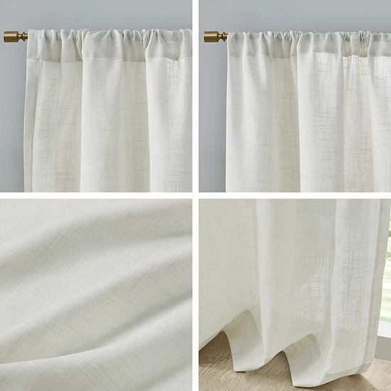 Madison Park Suvi Set Of 2 Linen Blend Textured Light Filtering Window Curtain Panels White - Image 2