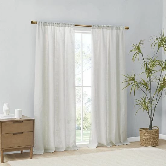 Madison Park Suvi Set Of 2 Linen Blend Textured Light Filtering Window Curtain Panels White - Image 5