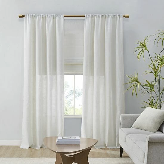 Madison Park Suvi Set Of 2 Linen Blend Textured Light Filtering Window Curtain Panels White - Image 6