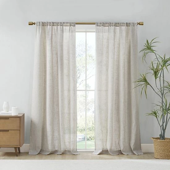 Madison Park Suvi Set Of 2 Linen Blend Textured Light Filtering Window Curtain Panels White - Image 8