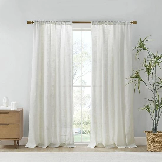 Madison Park Suvi Set Of 2 Linen Blend Textured Light Filtering Window Curtain Panels White - Image 9