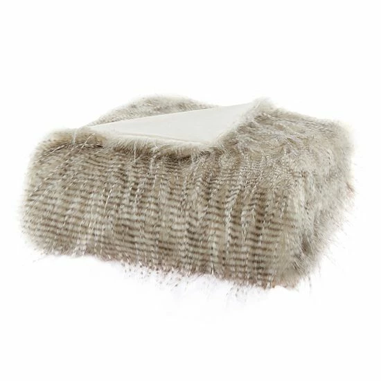 Madison Park Edina Faux Fur Throw Ivory - Image 2