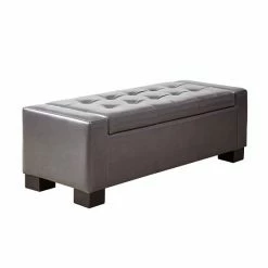 Madison Park Mirage Tufted Storage Ottoman Gray