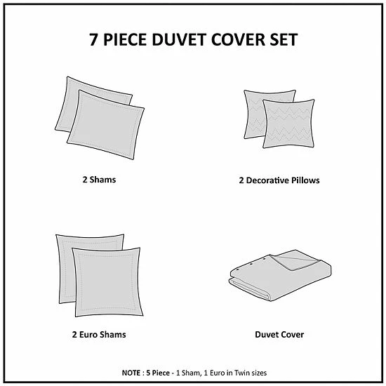 Madison Park Maize Cotton Jacquard Duvet Cover Set Charcoal - Image 3