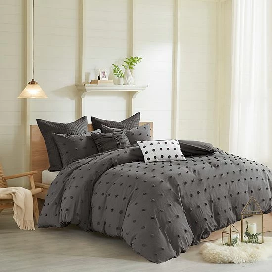 Madison Park Maize Cotton Jacquard Duvet Cover Set Charcoal - Image 7