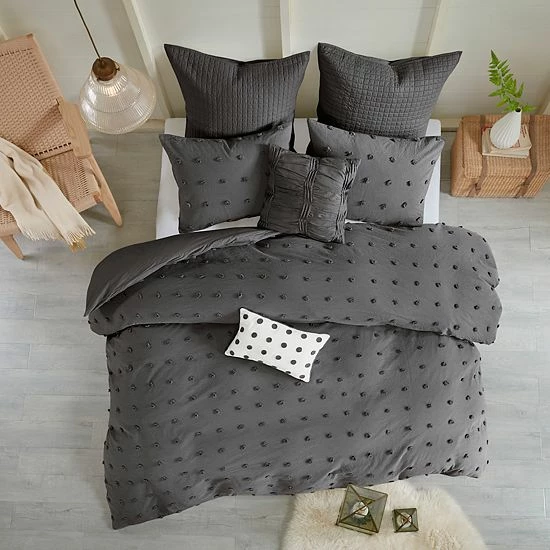 Madison Park Maize Cotton Jacquard Duvet Cover Set Charcoal - Image 14