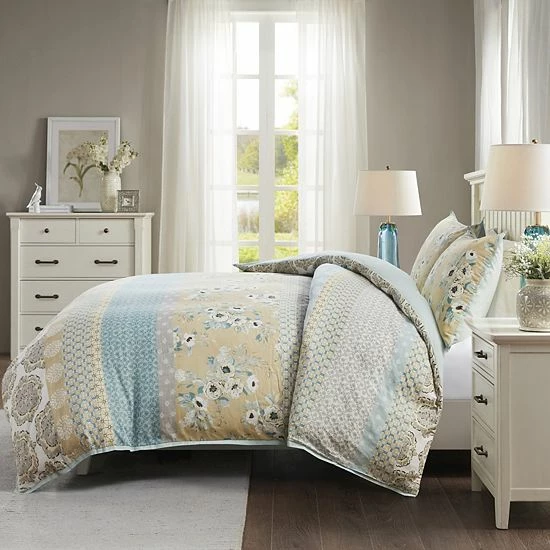 Madison Park Felicity Cotton Printed Duvet Cover Set With Shams - Image 9