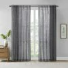 Madison Park Kyler Texture Woven Faux Linen Light Filtering Window Curtain Black