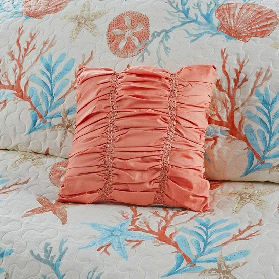 Madison Park Pacific Grove 6-piece Quilted Coverlet Set Coral - Image 6