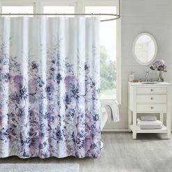 Madison Park Adella Floral Printed Shower Curtain Teal
