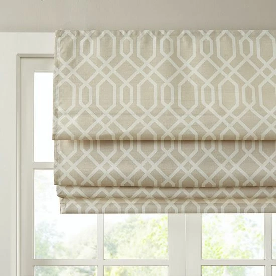 Madison Park Tatum Detachable Printed Ogee Texture Light Filtering Cordless Roman Shade White - Image 3