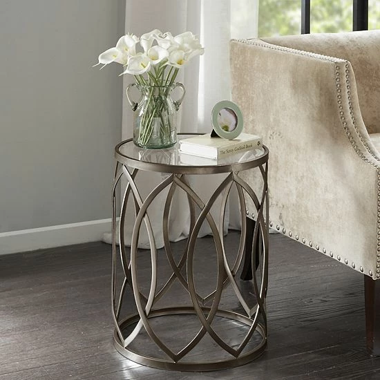 Madison Park Coen Eyelet Cutout End Table Bronze - Image 2