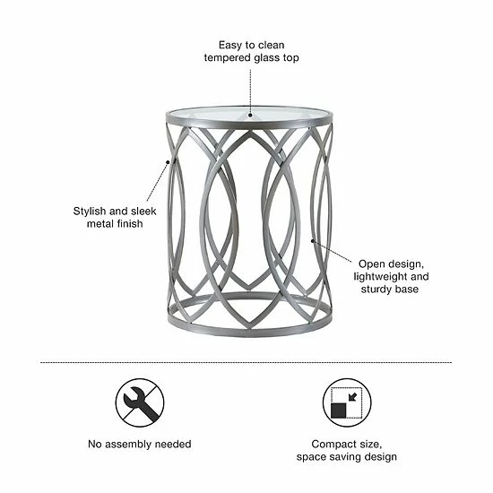 Madison Park Coen Eyelet Cutout End Table Bronze - Image 4