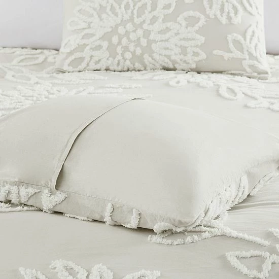 Madison Park Pansy Farmhouse 3-piece Tufted Cotton Chenille Floral Coverlet Set Off White - Image 9