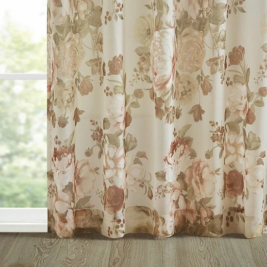 Madison Park Abelia Printed Floral Rod Pocket And Back Tab Voile Sheer Blush - Image 5