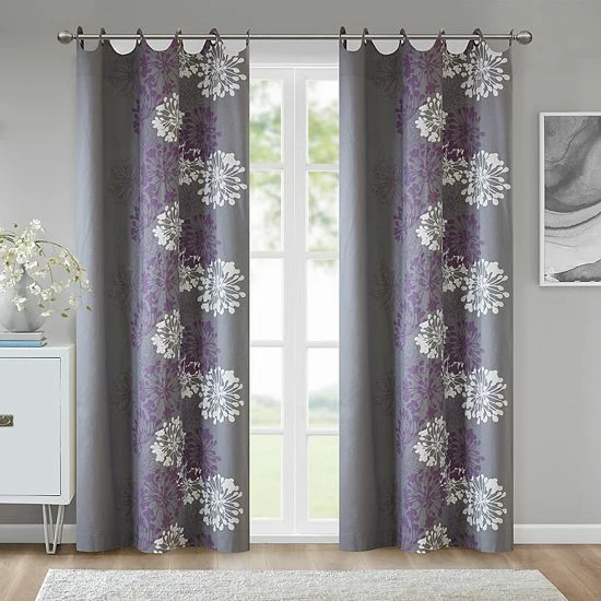 Madison Park 1-Panel Adria Light Filtering Window Curtain Purple Gray - Image 9