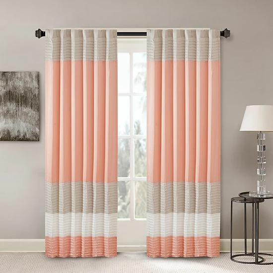 Madison Park Eastridge Light Filtering 1-Panel Window Curtain - 50'' X 84'' Coral - Image 10