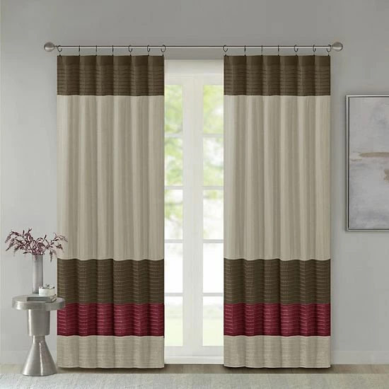 Madison Park Eastridge Light Filtering 1-Panel Window Curtain - 50'' X 84'' Coral - Image 18