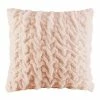 Madison Park Ruched Faux Fur Euro Throw Pillow Blush