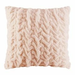 Madison Park Ruched Faux Fur Euro Throw Pillow Blush