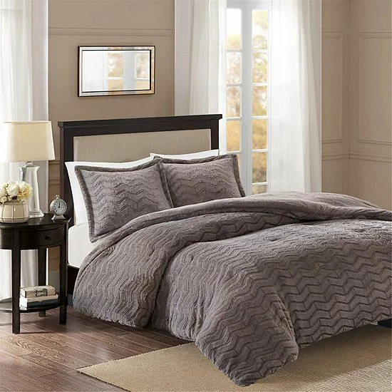 Madison Park Kaplan Plush Down Alternative Comforter Set Gray - Image 2