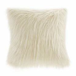 Madison Park Edina Faux Fur Square Throw Pillow Ivory