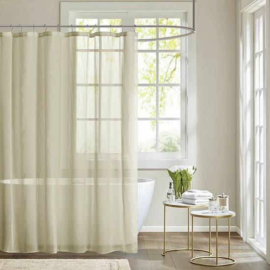 Madison Park Lydia Sheer Shower Curtain Linen - Image 2