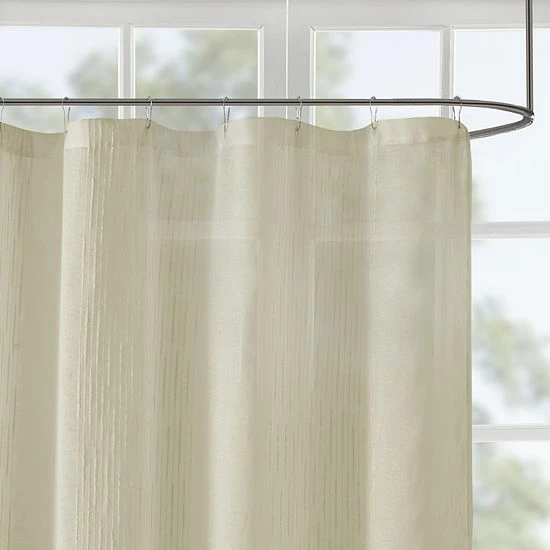 Madison Park Lydia Sheer Shower Curtain Linen - Image 4