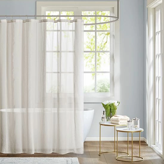Madison Park Lydia Sheer Shower Curtain Linen - Image 6