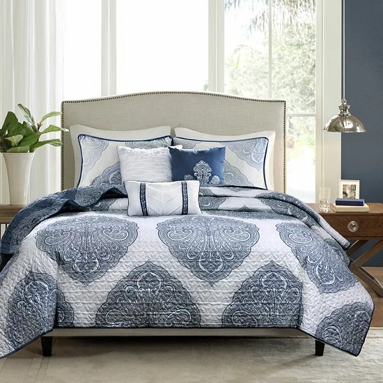 Madison Park 6-piece Caroline Quilted Coverlet Set Navy - Image 2