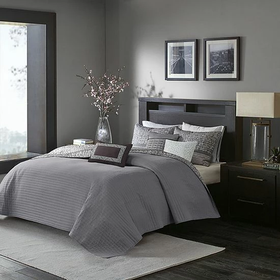 Madison Park 6-piece Melody Quilted Coverlet Set Taupe - Image 10