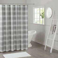 Madison Park Esker Ombre Waffle Weave Shower Curtain Gray