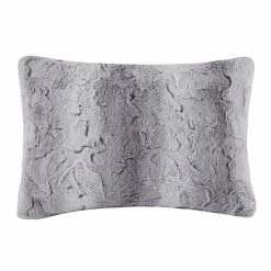 Madison Park Marselle Faux Fur Oblong Throw Pillow Gray