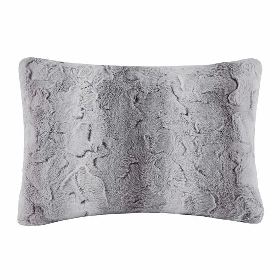 Madison Park Marselle Faux Fur Oblong Throw Pillow Gray - Image 3