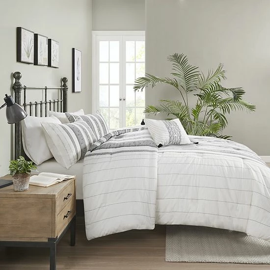 Madison Park Ezra Cotton Waffle Jacquard 4-piece Comforter Set With Shams - Image 3
