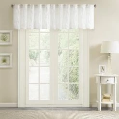 Madison Park Kida Sheer Embroidered Window Valance White