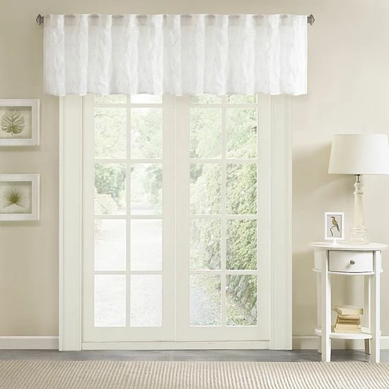 Madison Park Kida Sheer Embroidered Window Valance White