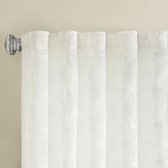 Madison Park Kida Sheer Embroidered Window Valance White - Image 2