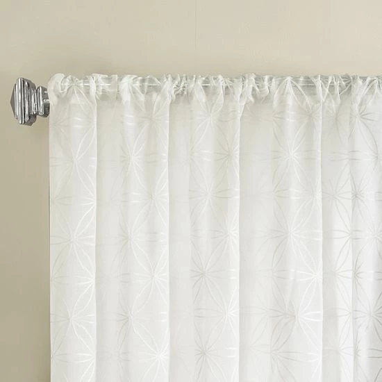 Madison Park Kida Sheer Embroidered Window Valance White - Image 3