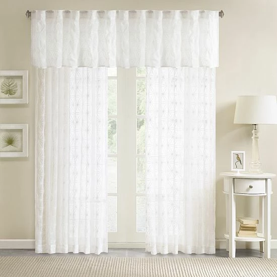 Madison Park Kida Sheer Embroidered Window Valance White - Image 7