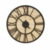 Madison Park Mason Farmhouse Round Wall Clock Natural Black
