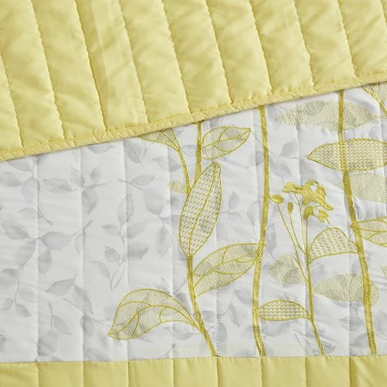 Madison Park Jolie Floral Embroidered Microfiber 4-piece Coverlet Set With Coordinating Pillow Blue - Image 2