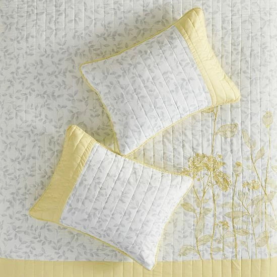 Madison Park Jolie Floral Embroidered Microfiber 4-piece Coverlet Set With Coordinating Pillow Blue - Image 3